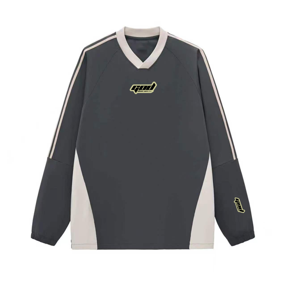 Colorblock V-neck Long Sleeve Shirt