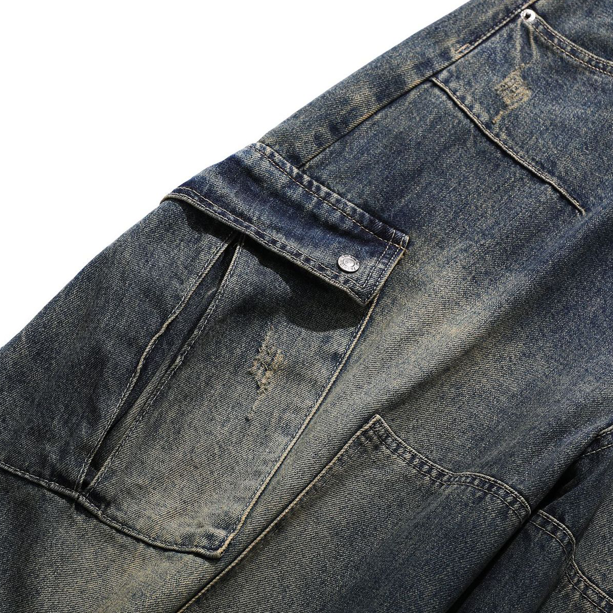 Multi-Pocket Vintage Loose Jeans