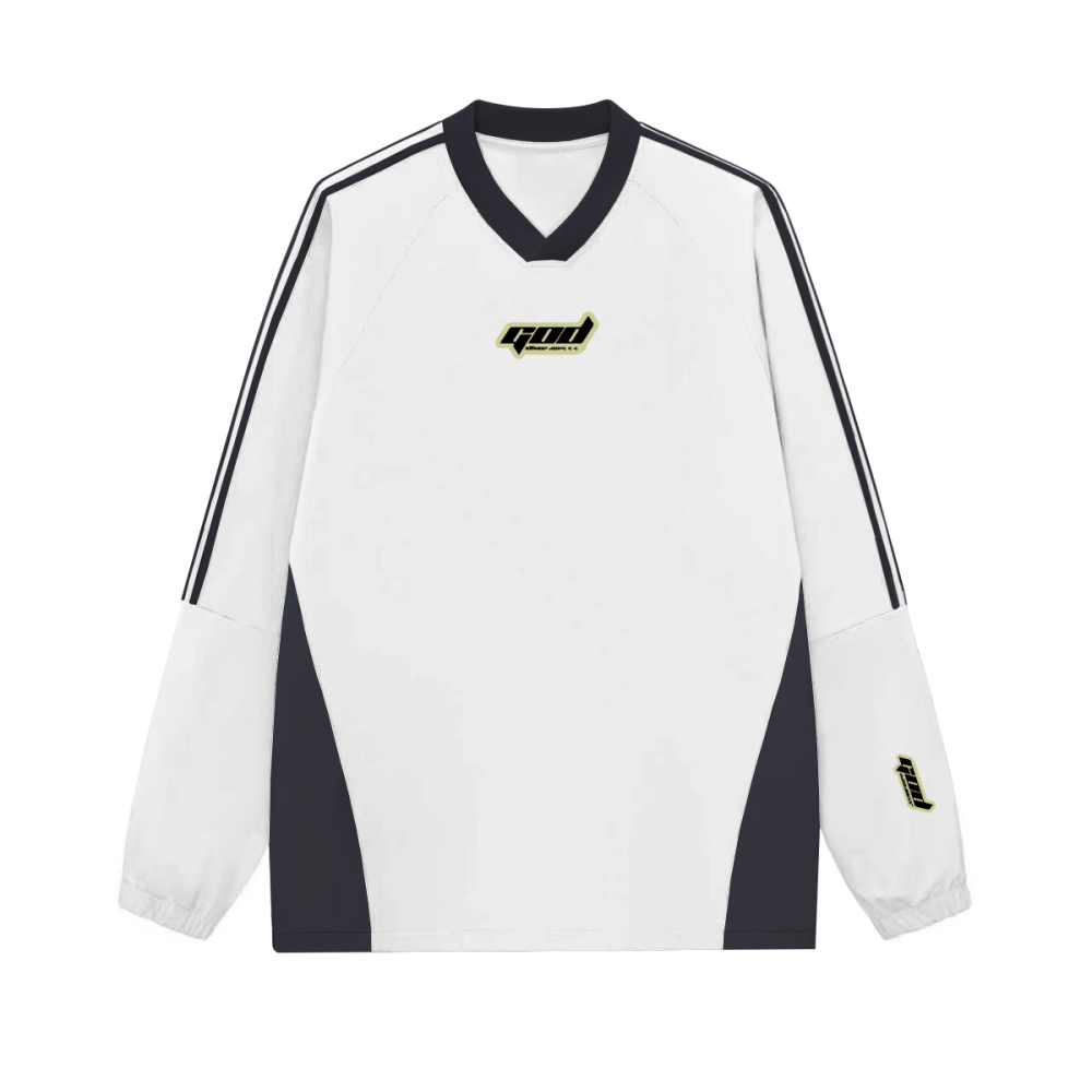 Colorblock V-neck Long Sleeve Shirt