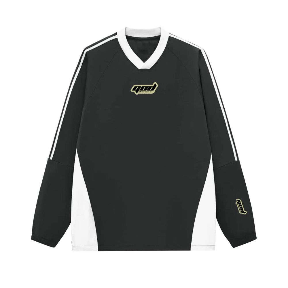 Colorblock V-neck Long Sleeve Shirt