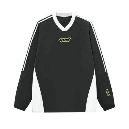 Colorblock V-neck Long Sleeve Shirt