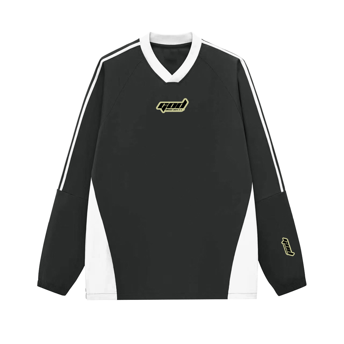 Colorblock V-neck Long Sleeve Shirt