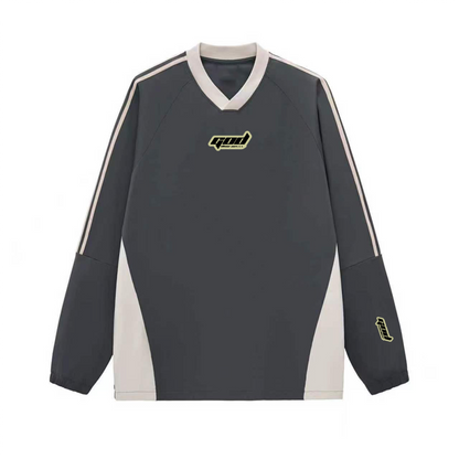 Colorblock V-neck Long Sleeve Shirt