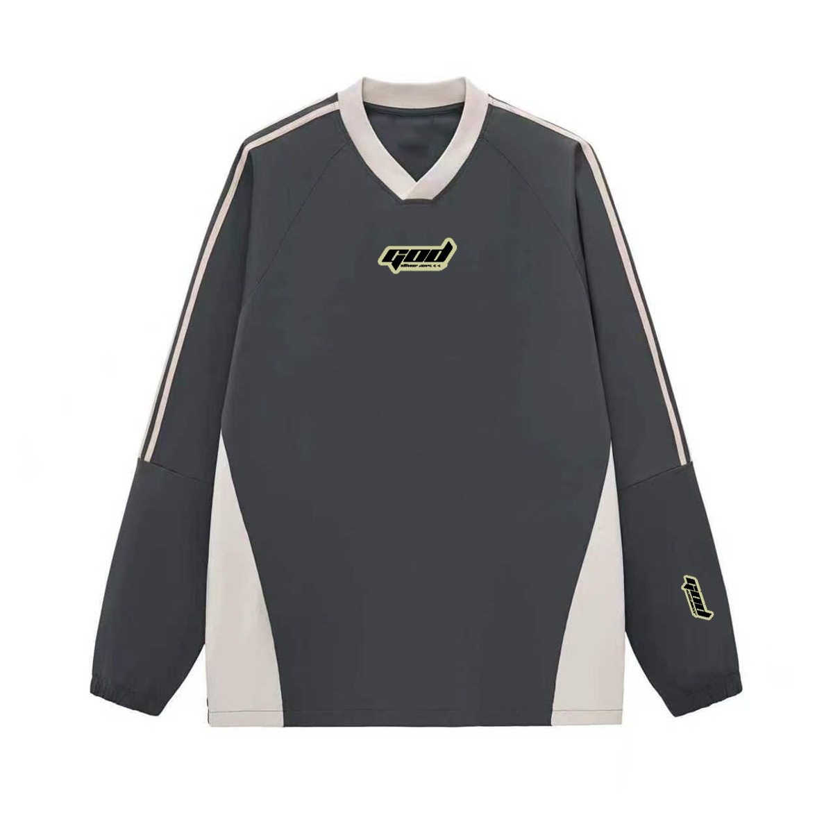 Colorblock V-neck Long Sleeve Shirt