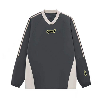 Colorblock V-neck Long Sleeve Shirt