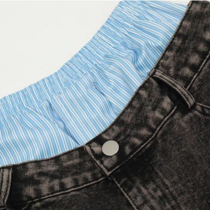 Unisex Double Waist Wide Leg Jeans