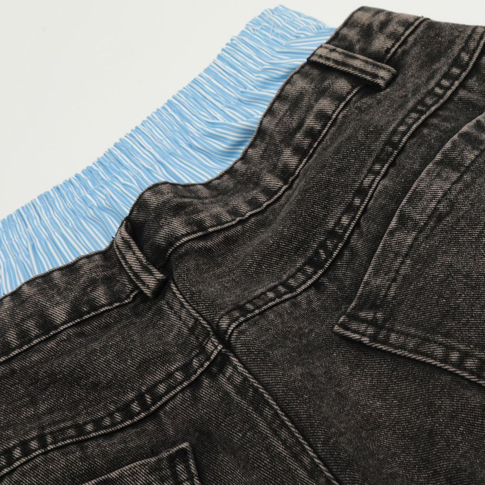 Unisex Double Waist Wide Leg Jeans